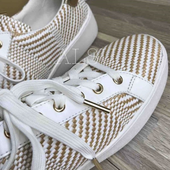 🌸Sale🌸 Michael Kors Poppy Lace Up Diagonal Weave Natural Size 9.5 49S9POFS3D - Picture 7 of 8